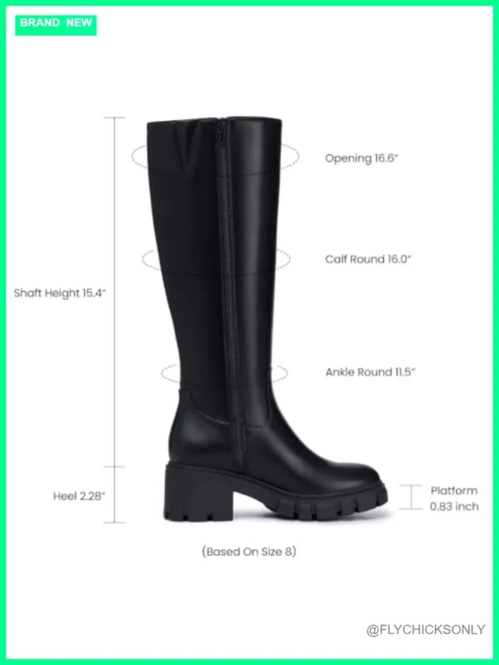 PU Leather Knee High Platform Boots Chunky Lug Sole Tall Fall
